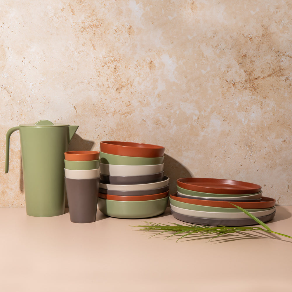 Mikasa 21pc Outdoor Dining Set with 4x Tumblers, 4x Bowls, 4x Shallow Bowls, 4x Dinner Plates, 4x Side Plates and 1.5L Pitcher, Multicolour