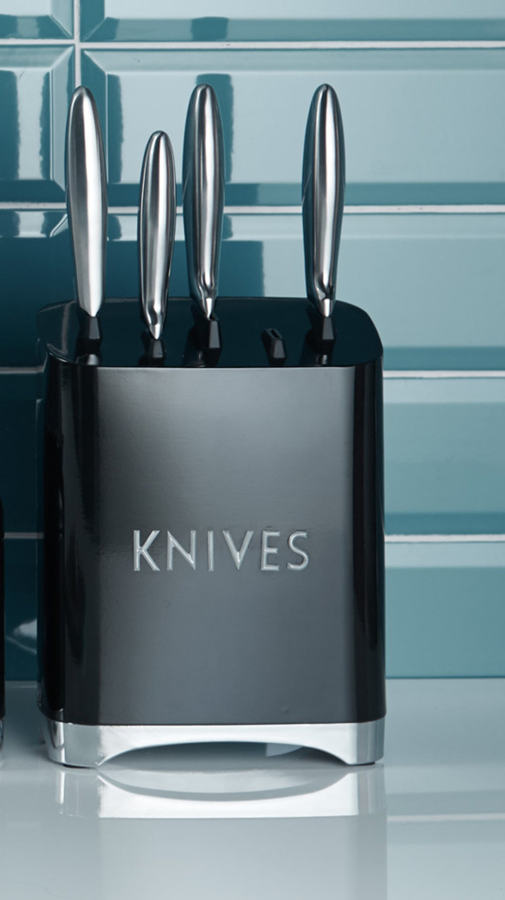Lovello Retro 5-Piece Midnight Black Stainless Steel Knife Set and Knife Block