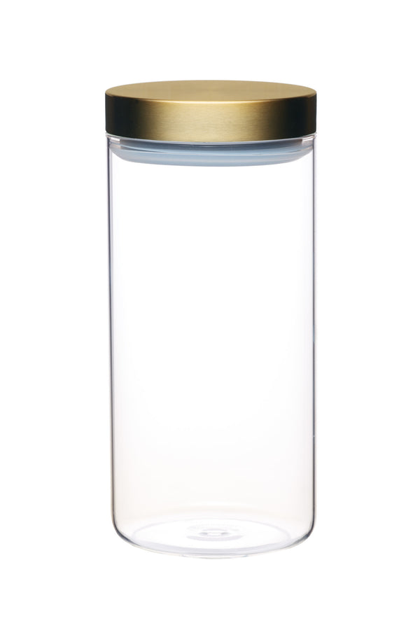 3pc Glass Storage Jar Set with Burnished Brass Lids, includes Small, Medium and Large Storage Jars image 4