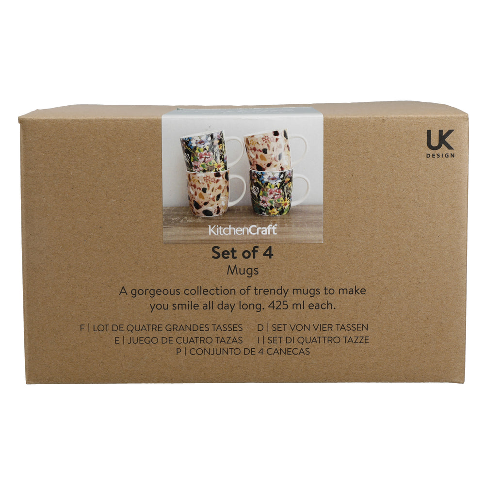 KitchenCraft Terrazzo Floral Mugs - Set of 4