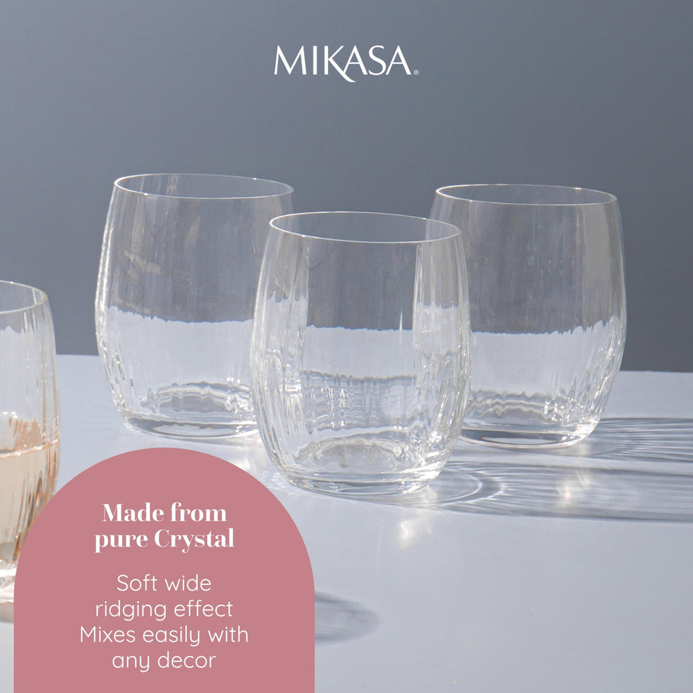Mikasa Treviso Crystal Stemless Wine Glasses, Set of 4, 350ml