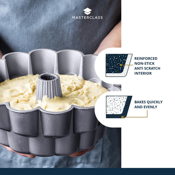 MasterClass Cast Aluminium Decorative Tiered Cake Tin, 24cm