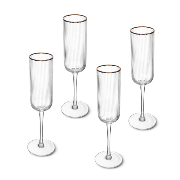 Mikasa Sorrento Ridged Crystal Champagne Flute Glasses, Set of 4, 200ml image 3