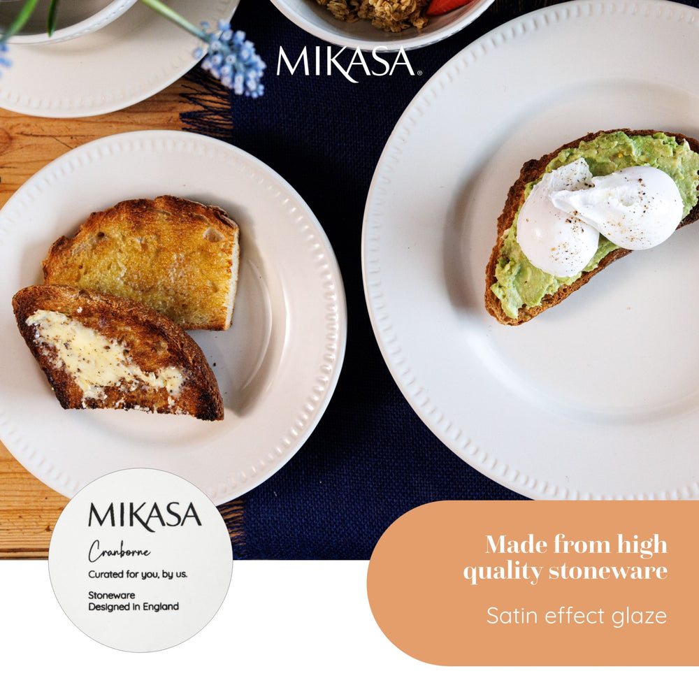 Mikasa Cranborne Stoneware Side Plates, Set of 4, 21cm, Cream