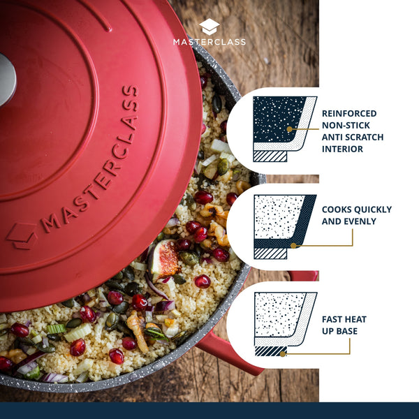 MasterClass Red Cast Aluminium Casserole Dish with Lid, 2.5L image 9