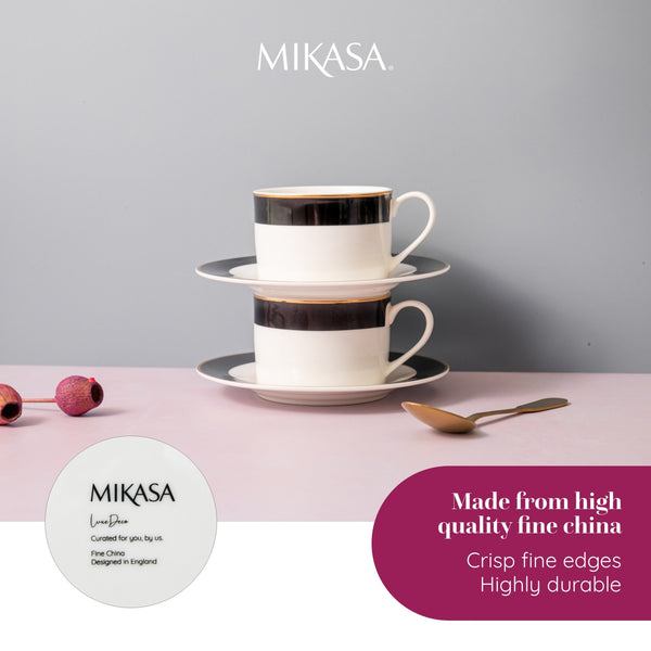 Mikasa Luxe Deco China Tea Cups and Saucers, Set of 2, 200ml image 11