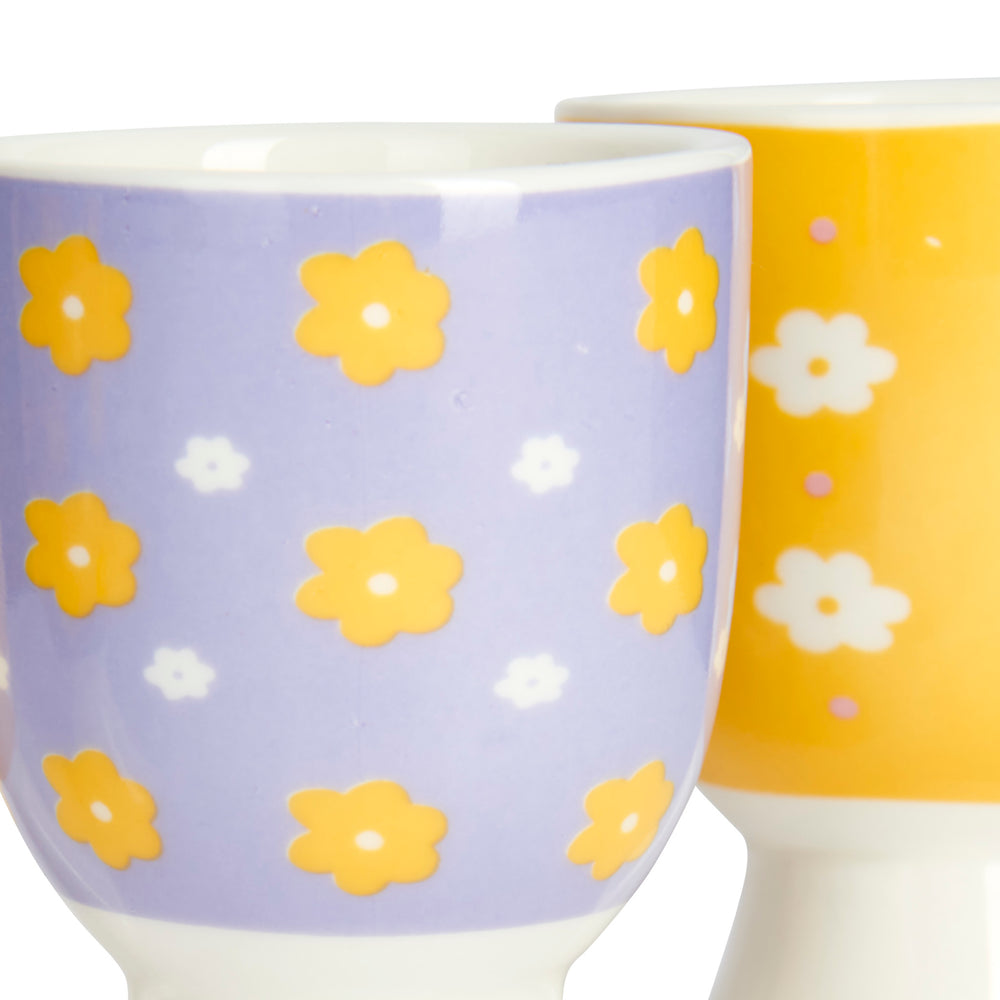 KitchenCraft Retro Floral Egg Cup Set - Porcelain, 4 Pieces