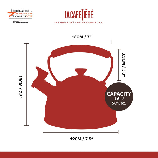 La Cafetière Black Whistling Kettle with Wooden Handle, 1.6L image 6