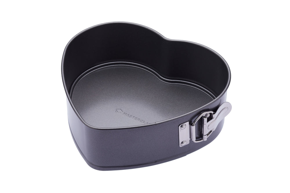 2pc Non-Stick Spring Form Loose Base Cake Pan Set with 25cm Round Baking Pan and Heart-Shaped Baking Pan