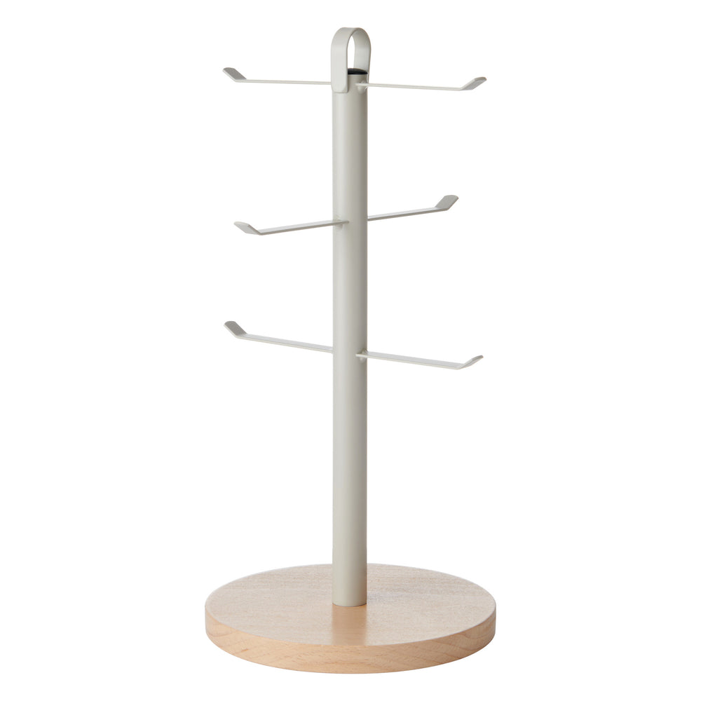 KitchenCraft Idilica Metal Mug Tree with Beechwood Base, 33cm image 1