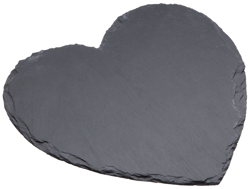 2pc Slate Serving Platter Set with Rectangular Platter with Handles and Heart Shaped Platter