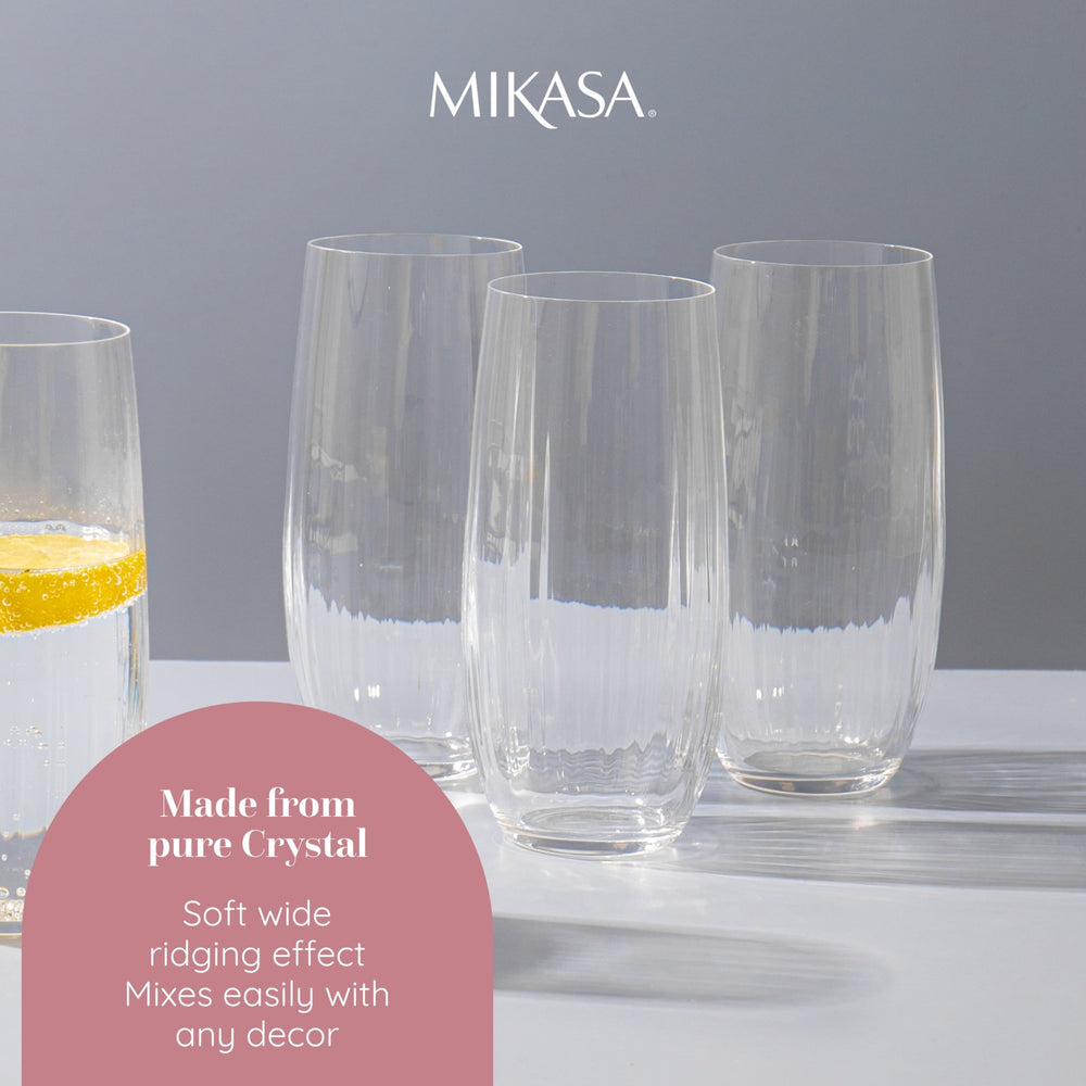 Mikasa Treviso Crystal Highball Glasses, Set of 4, 400ml