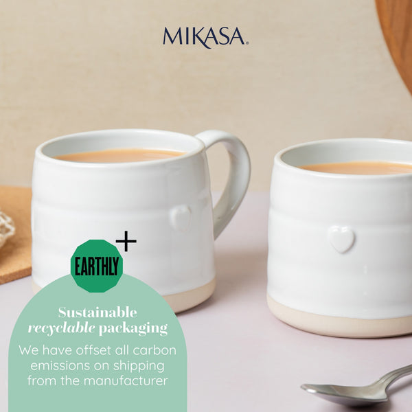 Mikasa Farmhouse Heart Stoneware Mugs, Set of 2, 380ml, White image 10