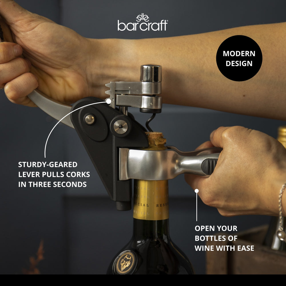 BarCraft Deluxe Lever-Arm Corkscrew Gift Set