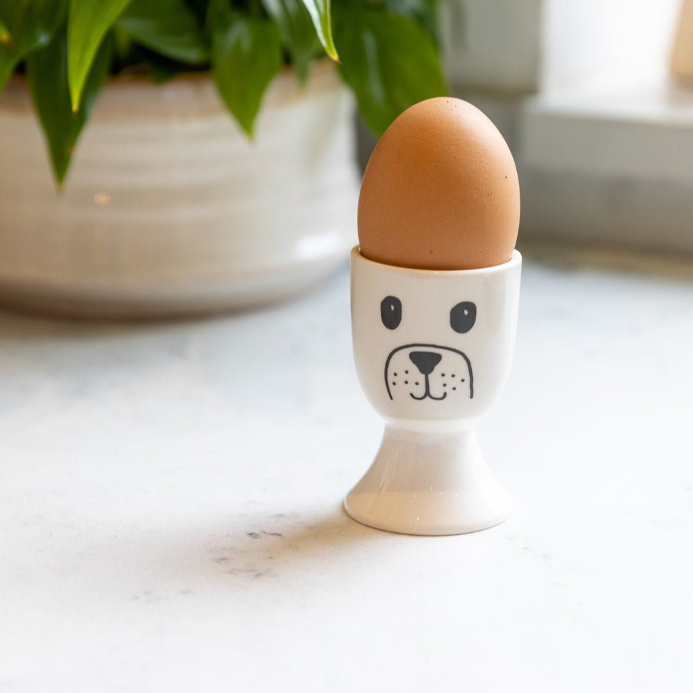 KitchenCraft Cat and Dog Egg Cup Set - Porcelain, 4 Pieces