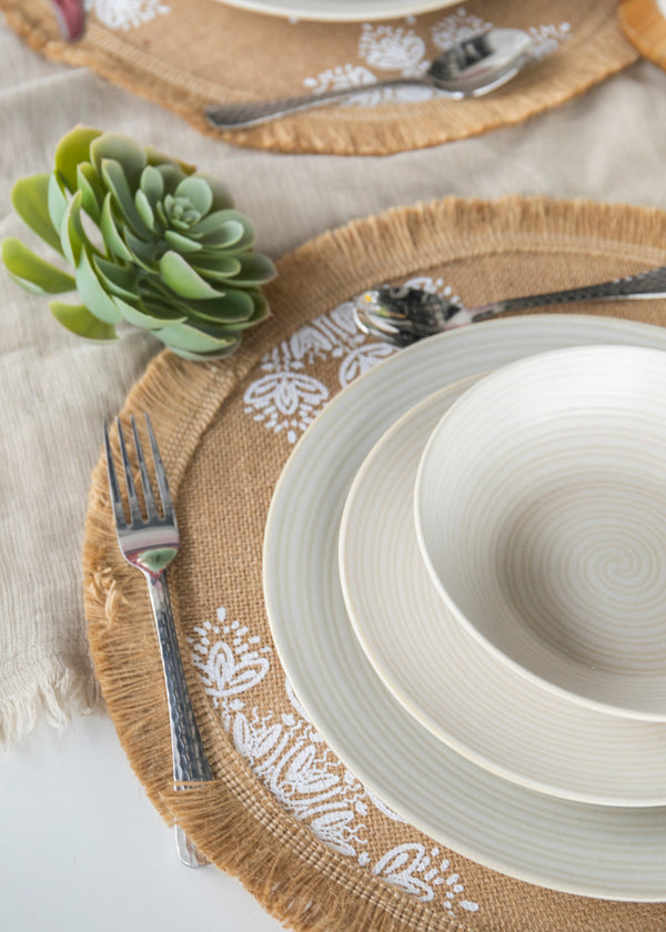 Creative Tops Round Hessian Placemats, Set of 4, White Mandala Design, 43cm image 5