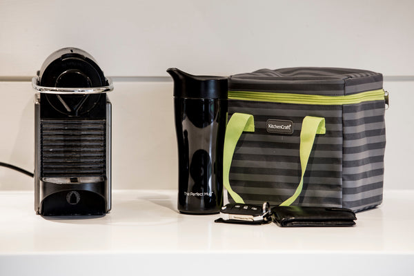 KitchenCraft Lunch Grey Stripy 5 Litre Cool Bag with Lime Handles image 5