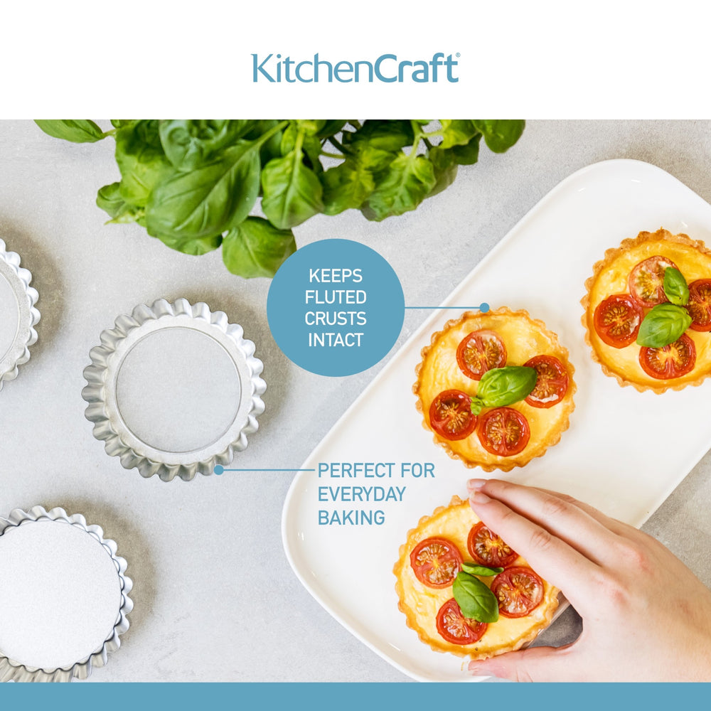 KitchenCraft Loose Base Tart Tins, Set of 6, 10cm