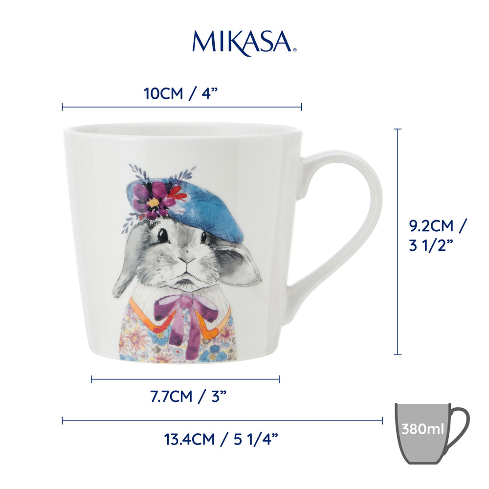 Mikasa Tipperleyhill Rabbit Print Fine China Mug, 380ml