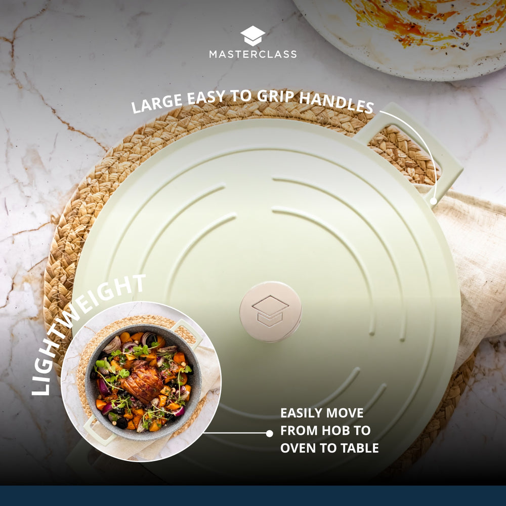 MasterClass Mint Green Cast Aluminium Shallow Casserole Dish, 4L