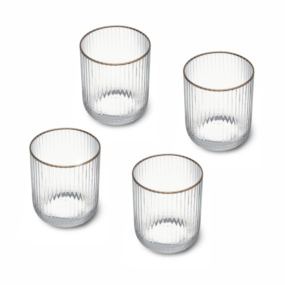 Mikasa Sorrento Ridged Crystal Tumbler Glasses, Set of 4, 400ml
