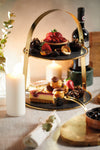 Artesá 2-Tier Brass Cake Stand with Round Slate Serving Platters image 5