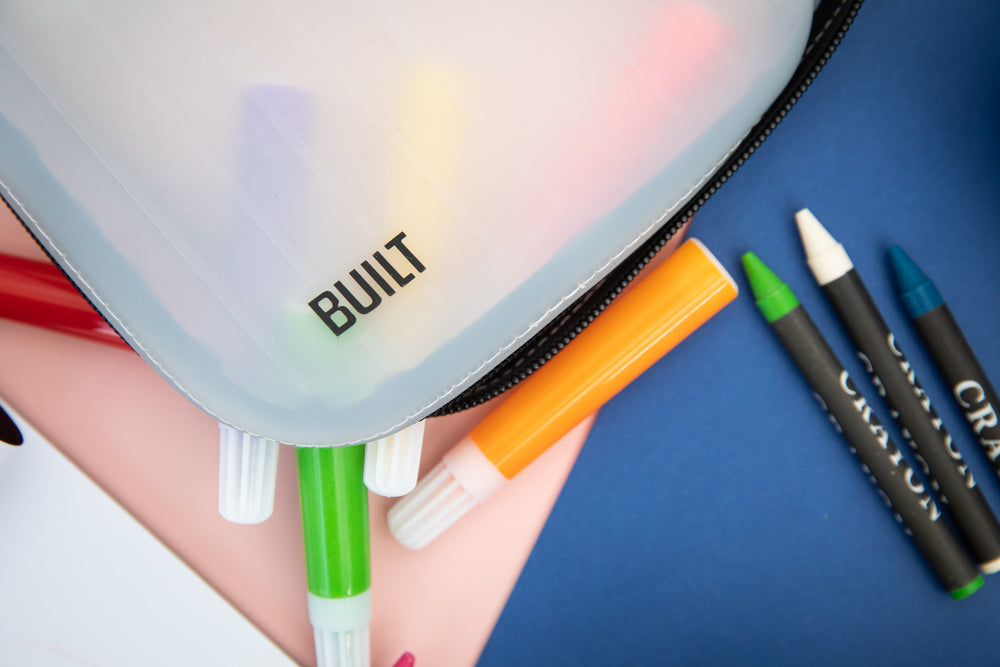 BUILT Silicone Bag with Zip for Snacks, Make-Up and More, 16 x 16cm BPA-Free Reusable Storage Pouch