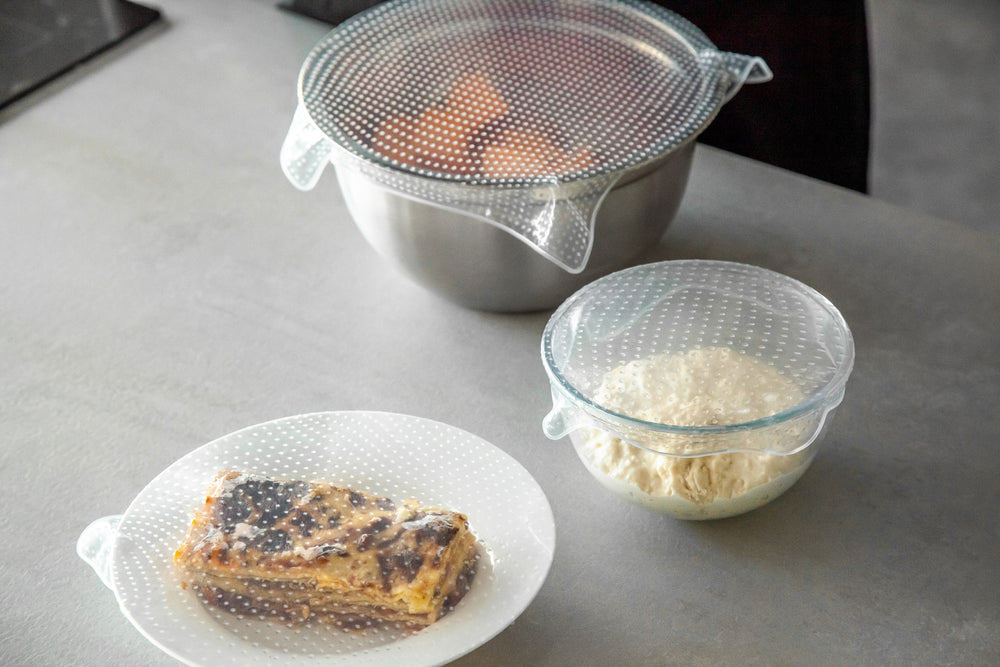 MasterClass Set of 4 Silicone Stretch Lids - Reusable Eco-Friendly Cling Film Alternatives