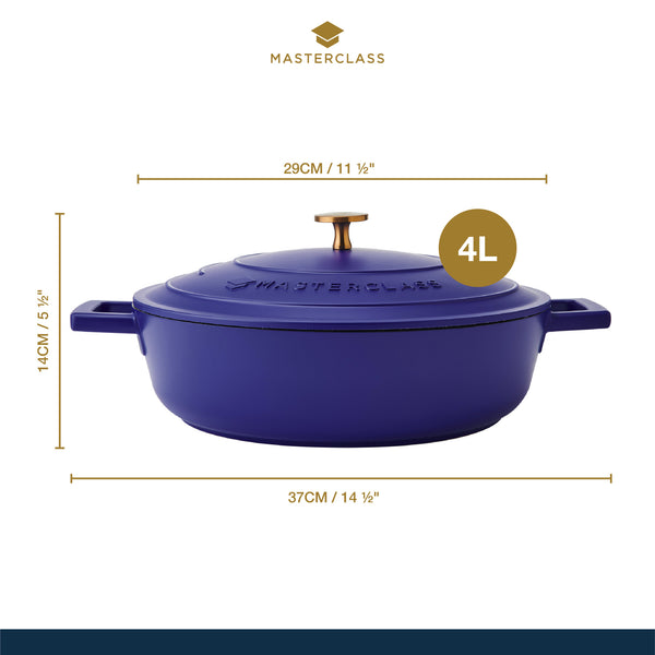 MasterClass Electric Blue Cast Aluminium Shallow Casserole Dish, 28cm, 4L image 3