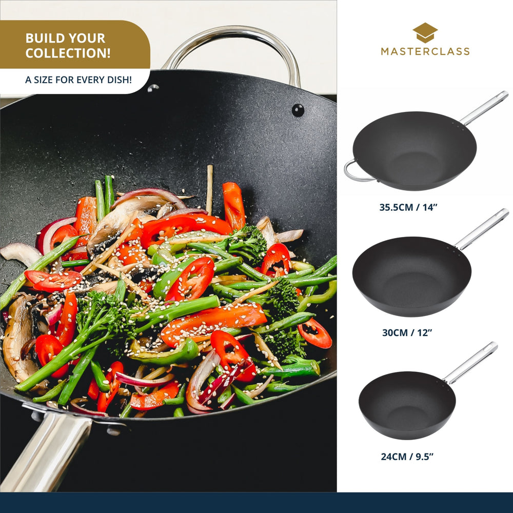 MasterClass Carbon Steel Wok, 35.5cm