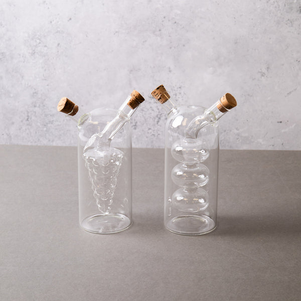 2pc Dual Oil & Vinegar Glass Cruet Bottle Set image 2