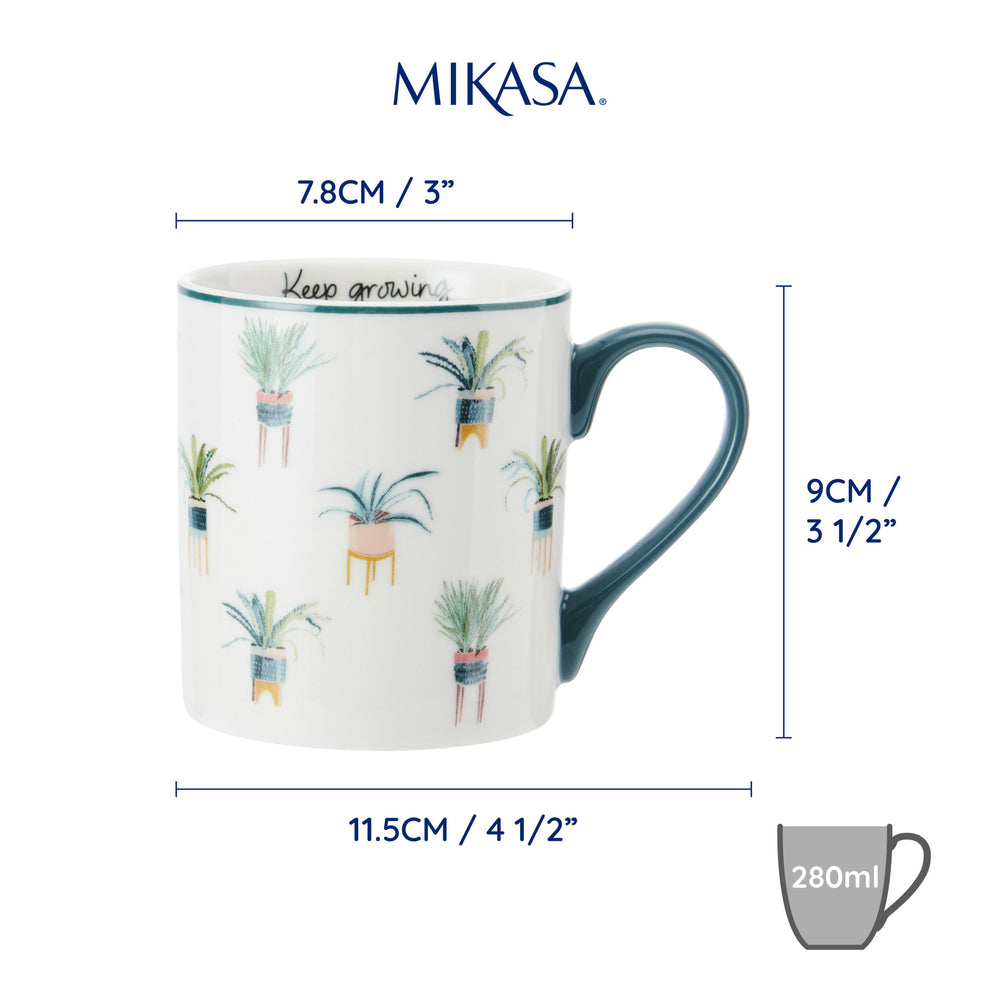 Mikasa Plant Straight-Sided Porcelain Mug, 280ml