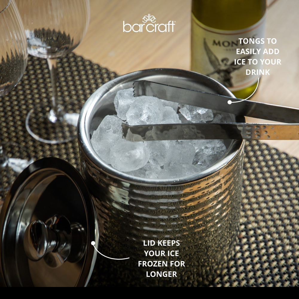 BarCraft Small Hammered Ice Bucket with Lid