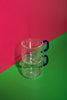 La Cafetière Glass Mug With Green Glass Handle, Set of 2, 275ml