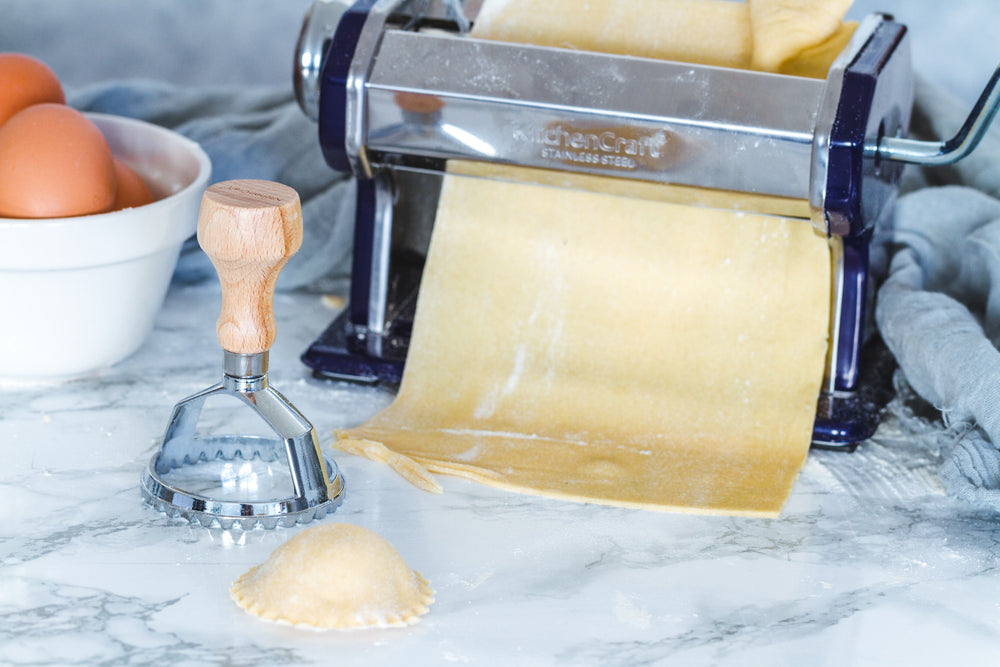 KitchenCraft World of Flavours Blue Stainless Steel Pasta Maker