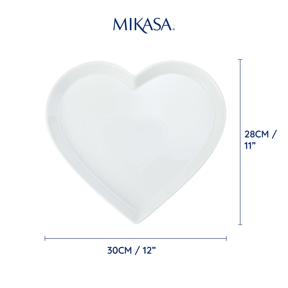 Mikasa Chalk Heart Porcelain Serving Platter, 30cm, White