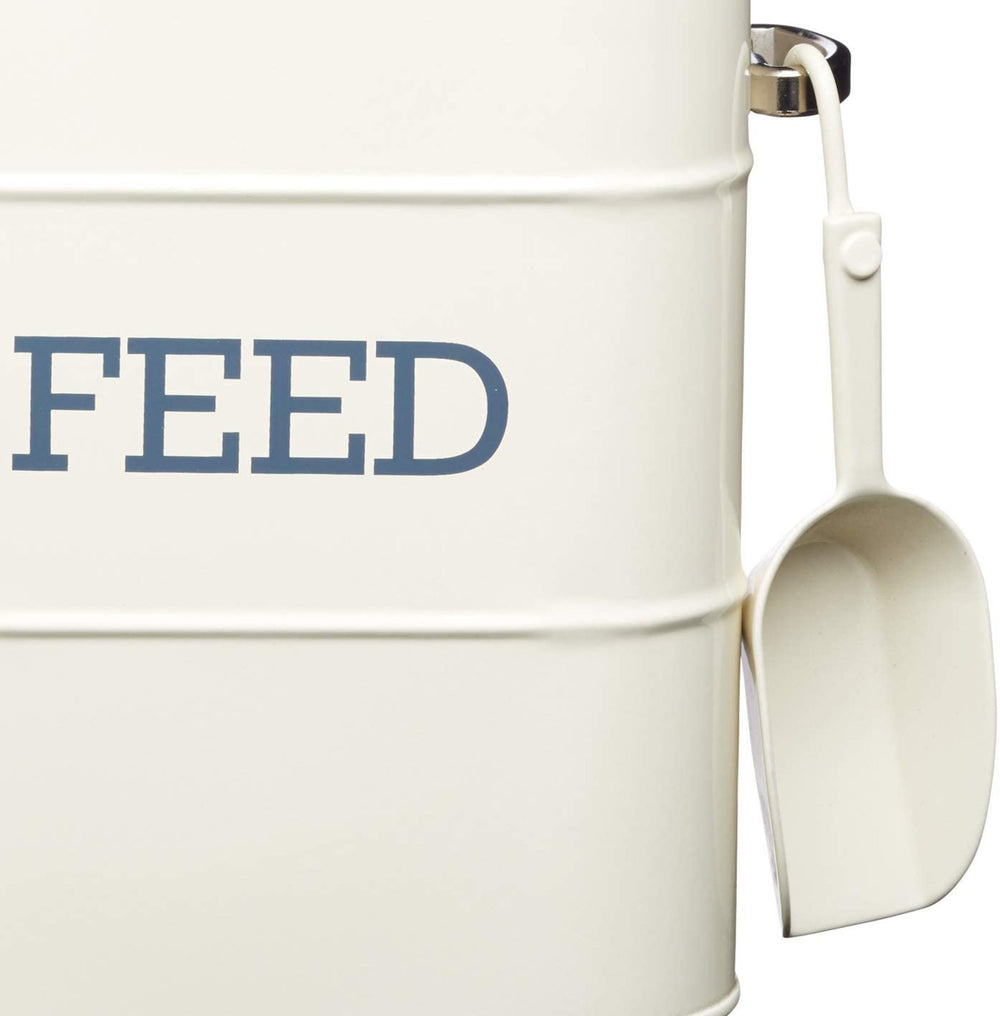 Living Nostalgia Antique Cream Feed Tin with Metal Scoop