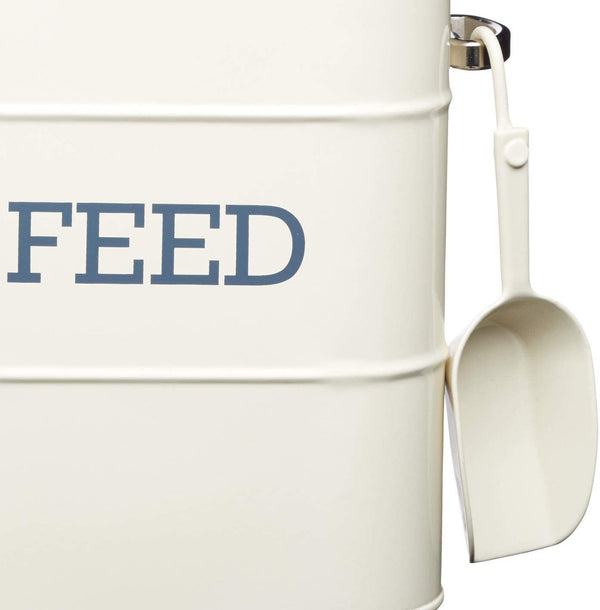 Living Nostalgia Antique Cream Feed Tin with Metal Scoop image 3