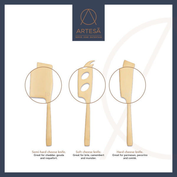 Artesá-Piece Set of Brass-Finished Cheese Knives image 7