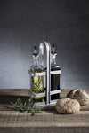 Industrial Kitchen Vintage-Style Glass Oil and Vinegar Cruet Set with Galvanised Steel Holder image 5