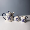 3pc Ceramic Tea Set with 900ml Teapot, Sugar Bowl and Milk Jug - Blue Rose image 2