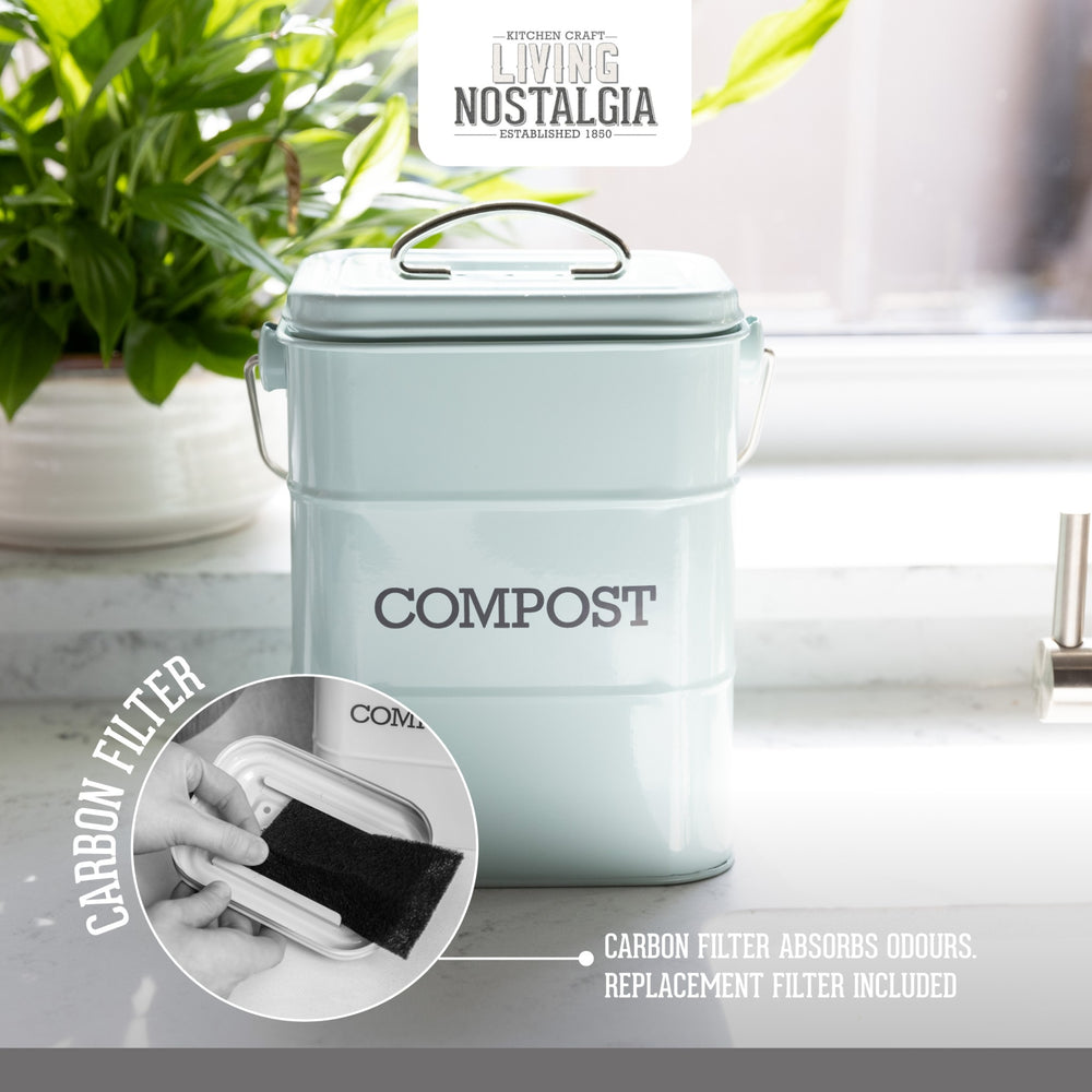 Living Nostalgia Vintage Blue Compost Bin