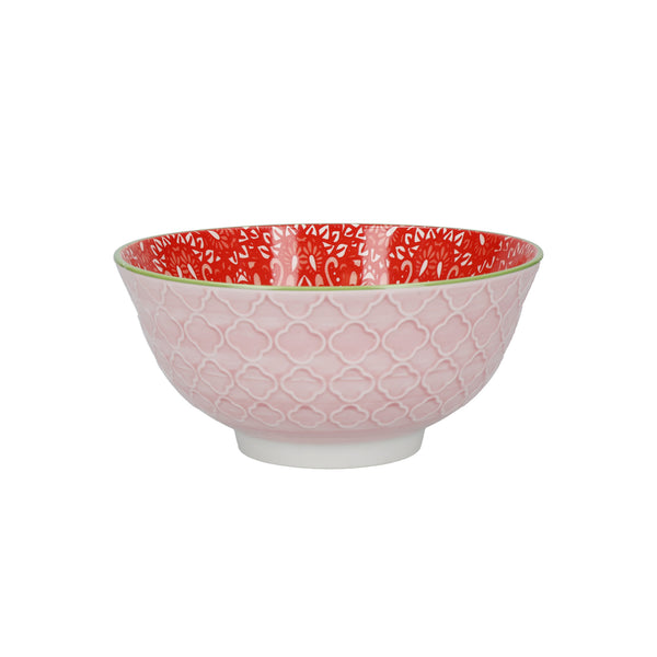KitchenCraft Patterned Cereal Bowl Set in Gift Box, Ceramic, 'Brights' Designs, 15cm, 4 Pieces image 4