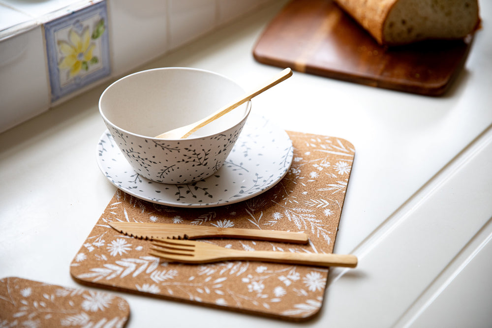 Natural Elements Set of 4 Biodegradable Cork Placemats, 21.5 x 19cm