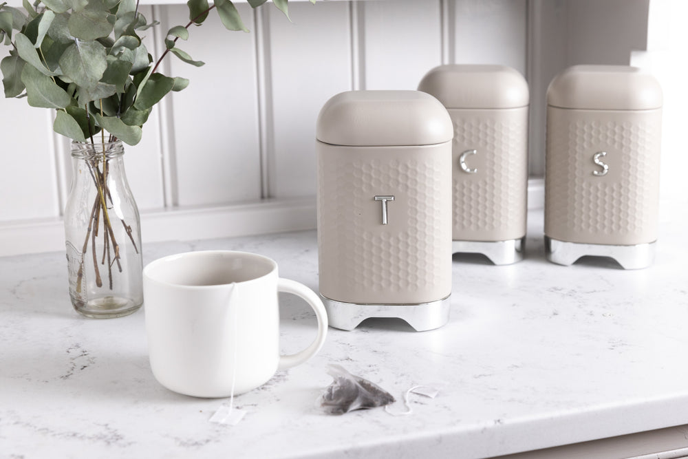 KitchenCraft Lovello Textured Latte Cream Tea Caddy