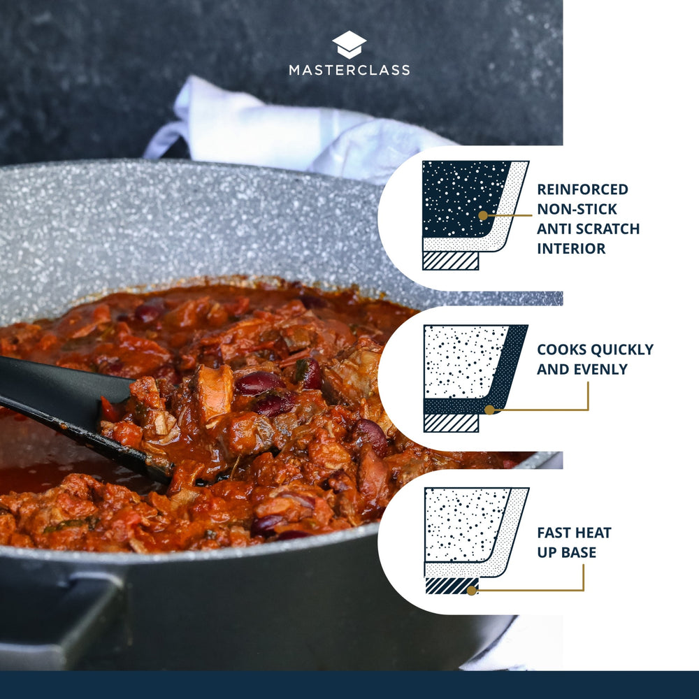 MasterClass Cast Aluminium Shallow Casserole Dish, 4L, Black