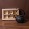 2pc Tea Set including Black Cast Iron Japanese Teapot with Infuser, 500ml and Wooden Compartment Tea Box image 2