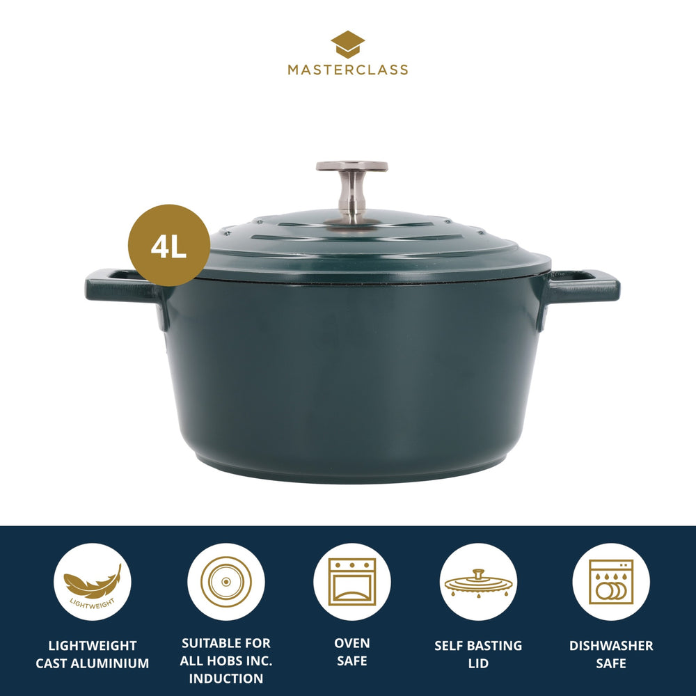 MasterClass Hunter Green Cast Aluminium Casserole Dish, 4L