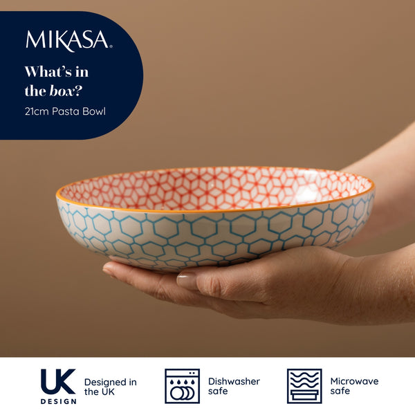 Mikasa Blue Geometric Stoneware Bowl, 21 cm image 8