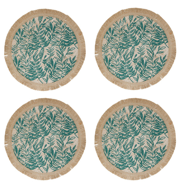 Creative Tops Round Hessian Placemats, Set of 4, Green Leaf Design, 43cm image 3